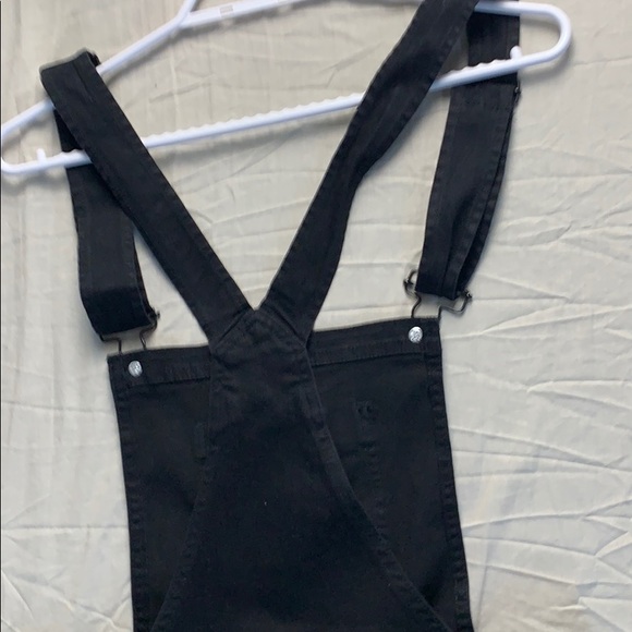 Black distressed curved shortall - Picture 3 of 7